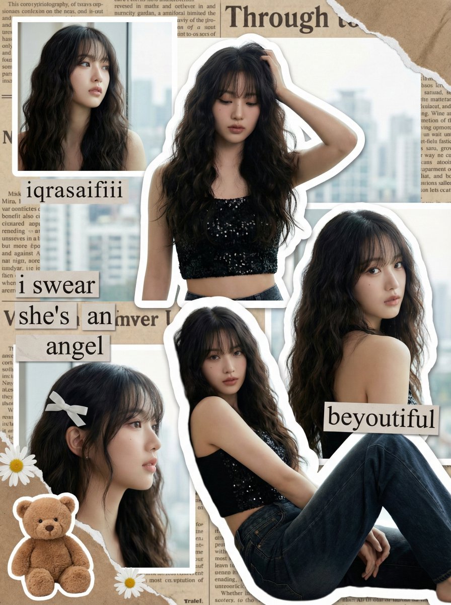 Y2K K-Pop Digital Scrapbook Collage AI image template preview