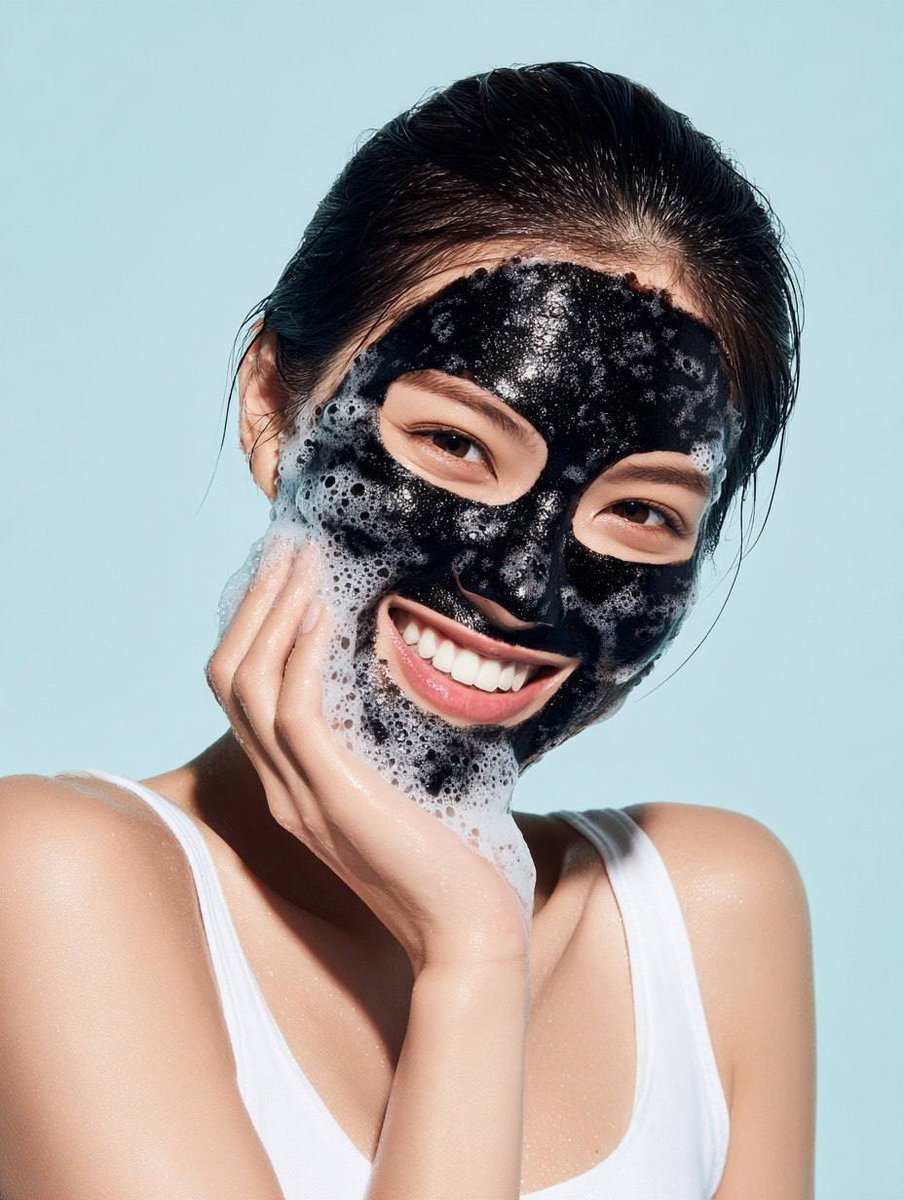 Foaming Black Sheet Mask Skincare Ad Prompt example 3