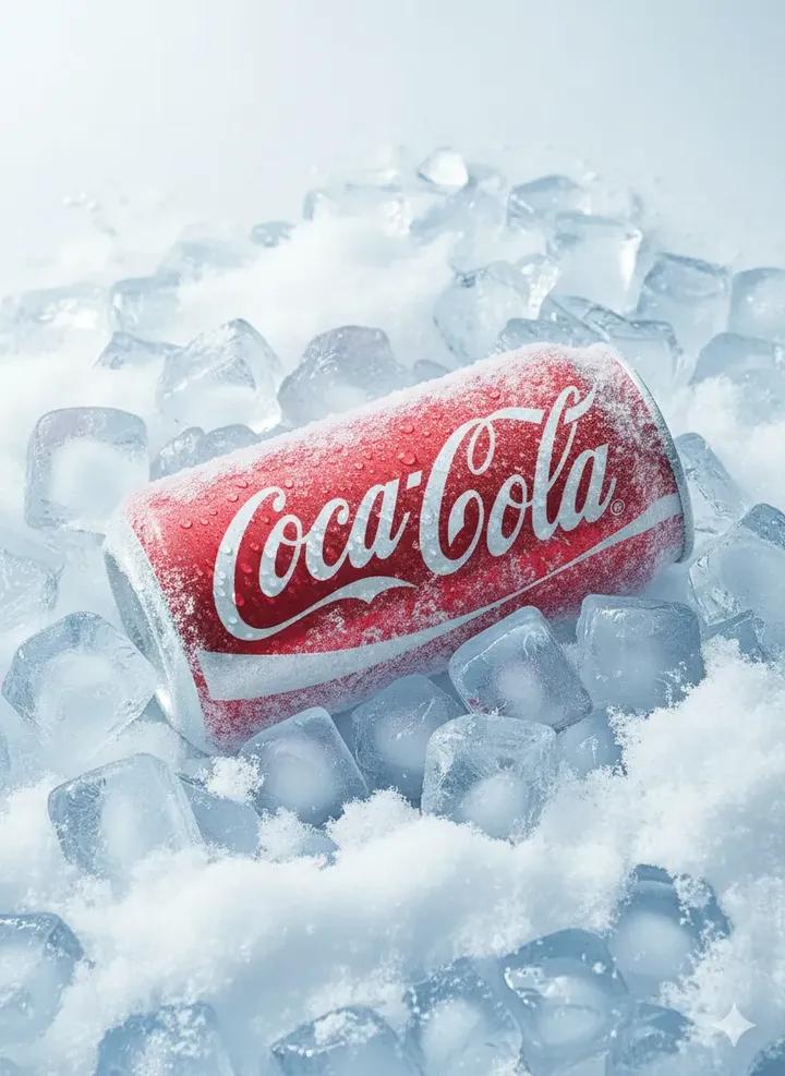 Hyper-Realistic Icy Coca-Cola Product Shot AI image template preview