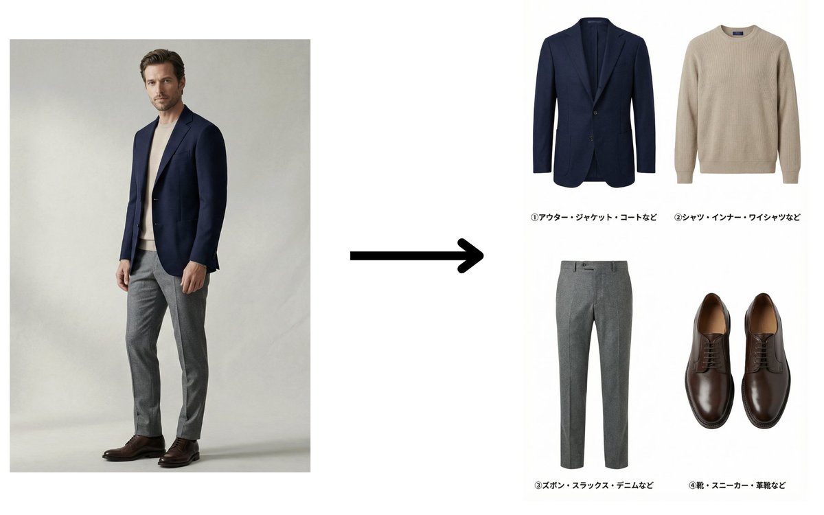 Fashion Catalog Item Extraction from Reference Image AI image template preview