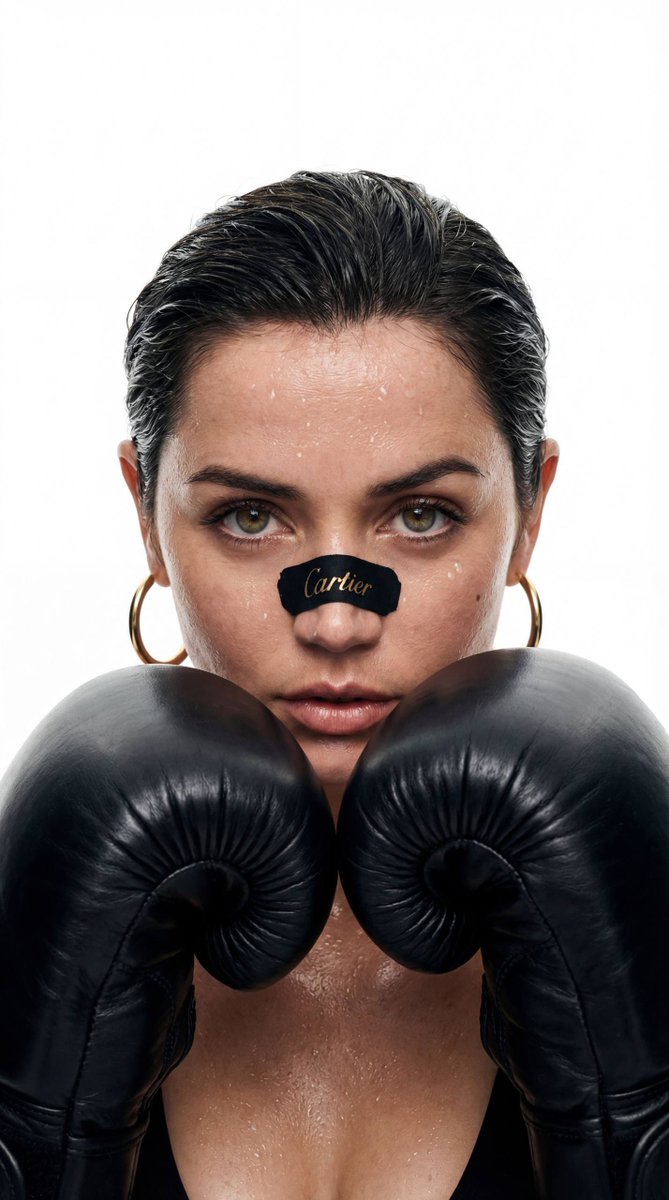 Cinematic Boxer Portrait with Cartier Branding AI image template preview
