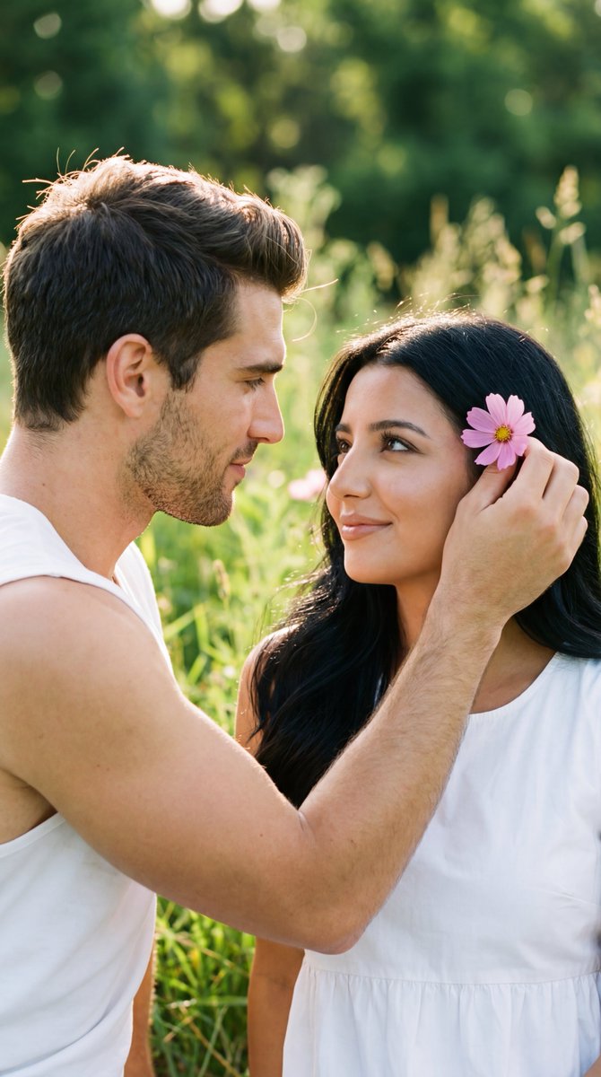 Intimate Golden Hour Romantic Film Still Prompt for Nano Banana Pro AI image template preview