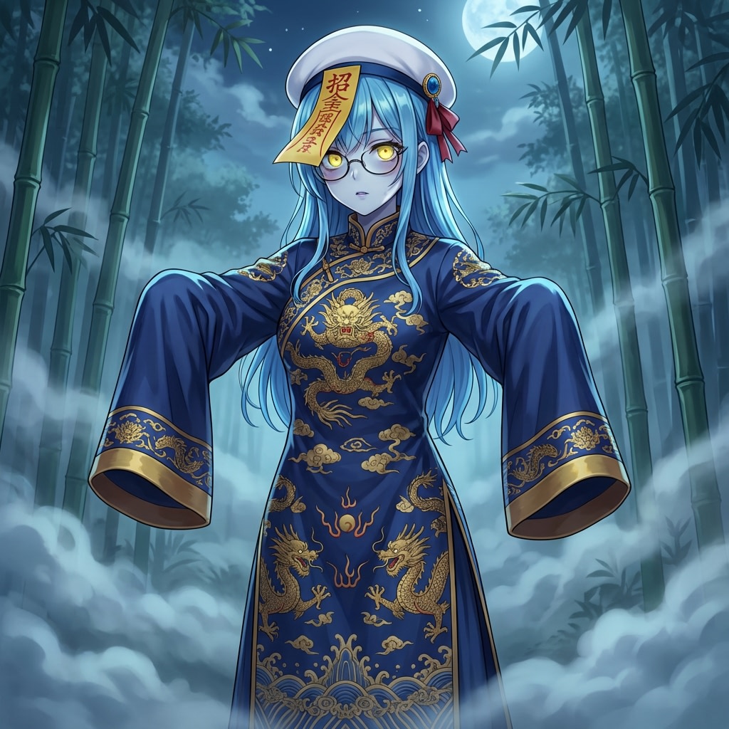 Ancient Zombie (Kyonsi) in a Bamboo Forest AI image template preview