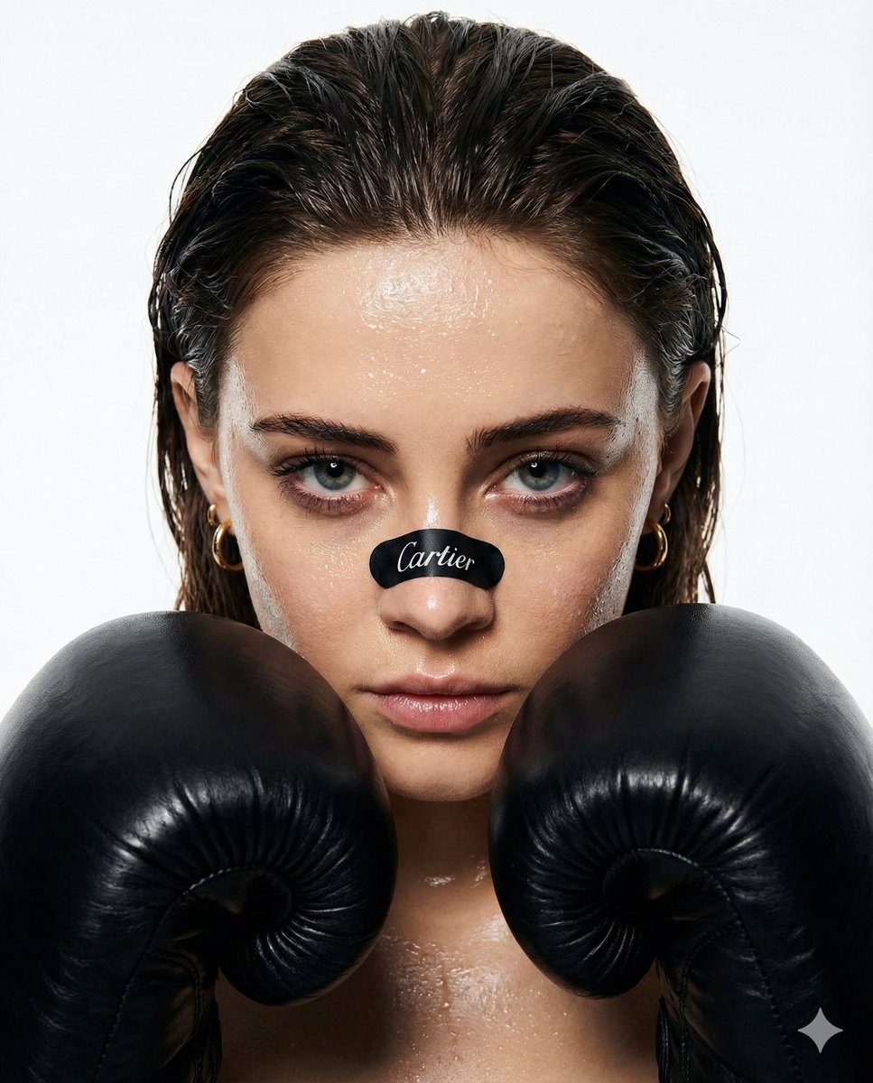 Cinematic Boxer Portrait with Cartier Branding AI image template preview