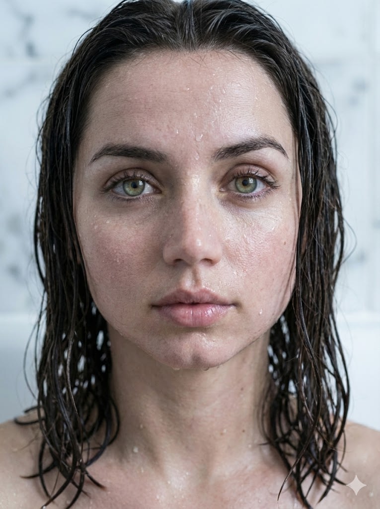 Extreme Profile Portrait with Wet Skin and Identity Matching AI image template preview