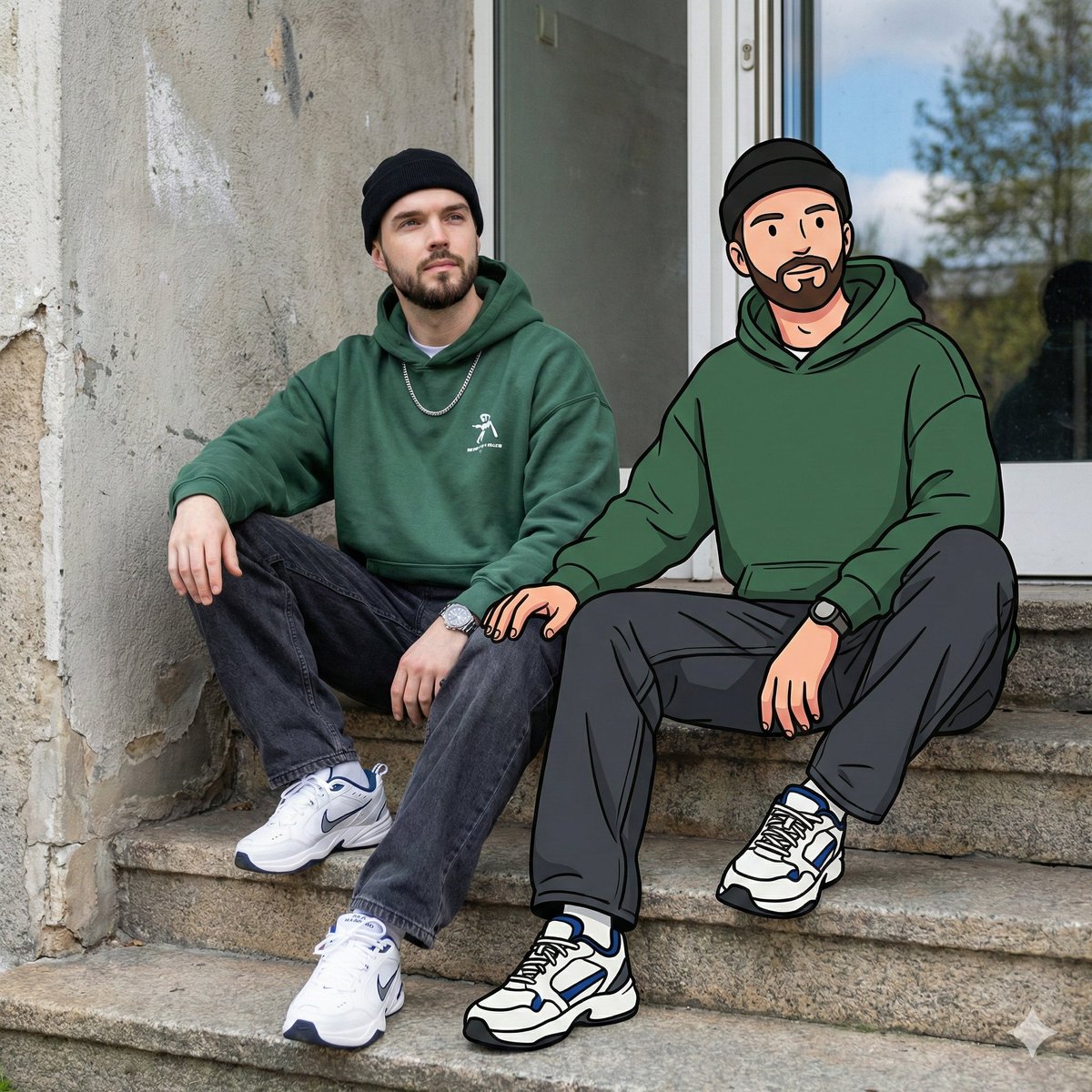 Mixed Reality Street Portrait with Cartoon Twin example 2