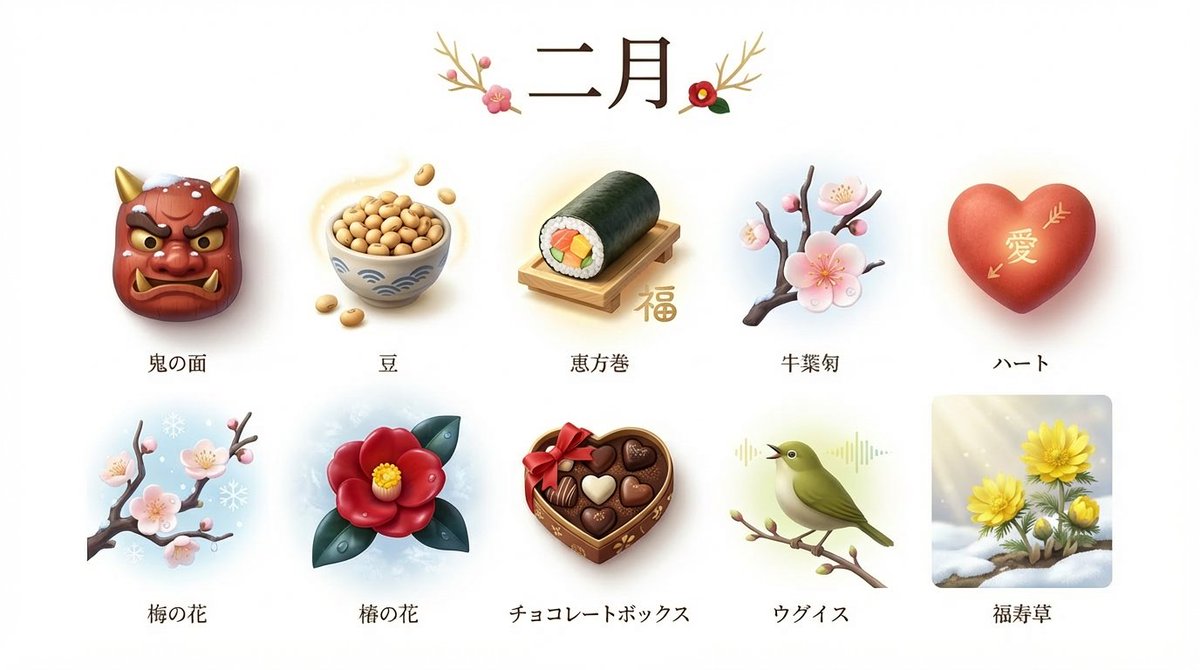3D Icon Collection Representing Japanese Seasons AI image template preview