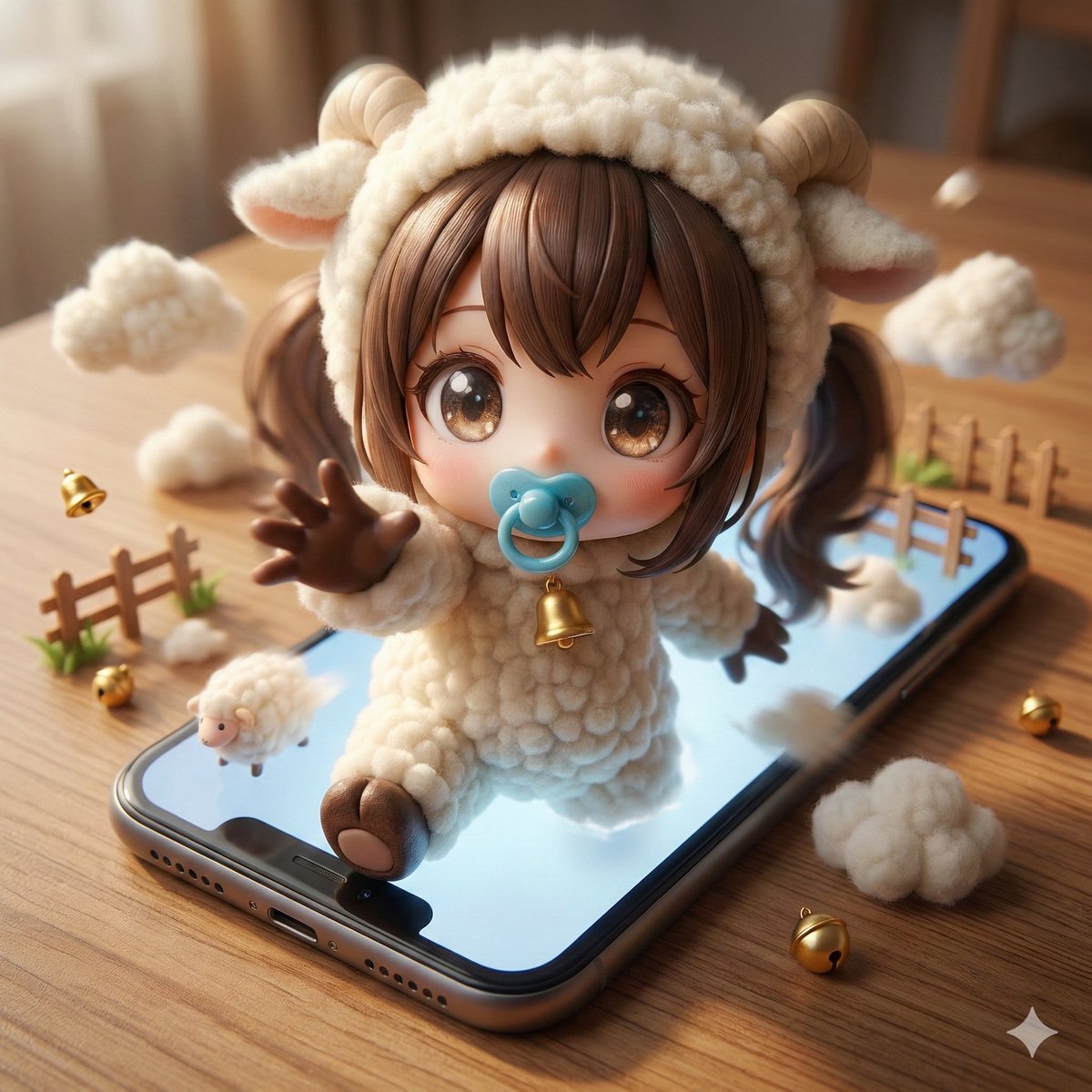 Character Emerging from Smartphone Screen (Forced Perspective) AI image template preview