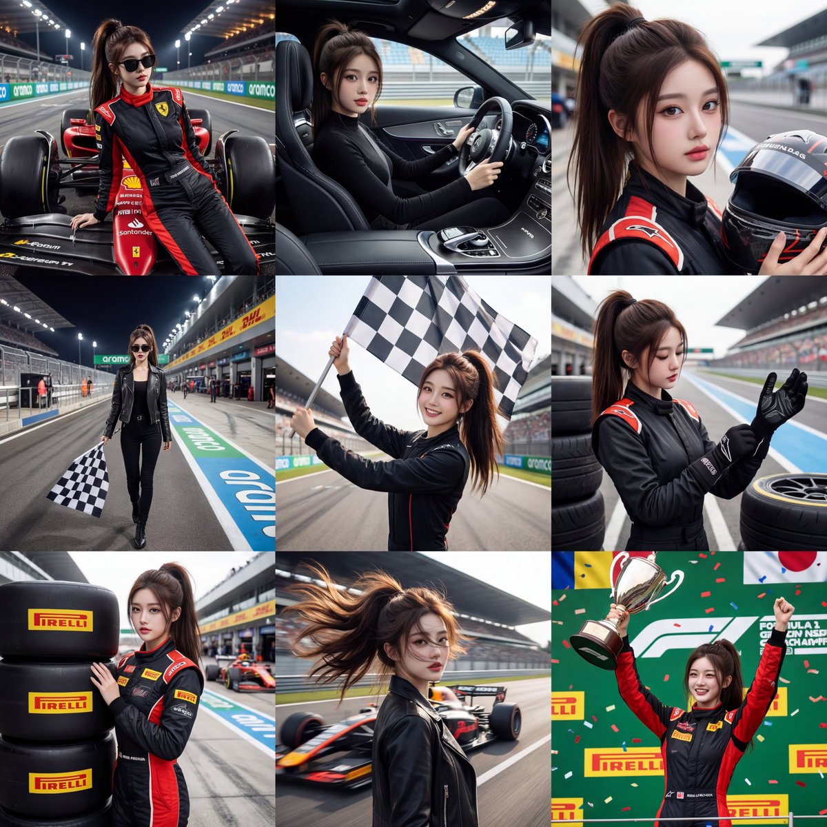 3x3 Motorsport Glamour Photo Collage AI image template preview