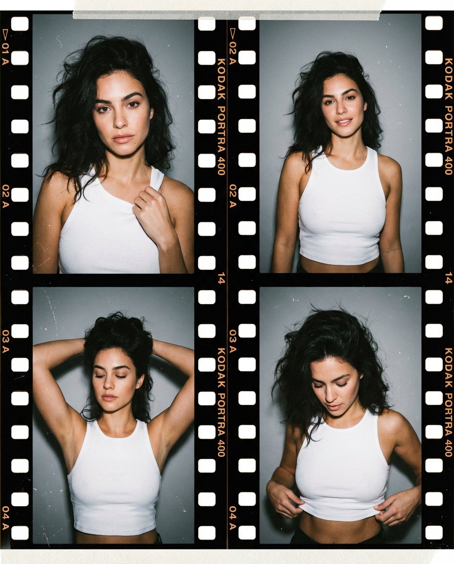 Editorial Portrait Contact Sheet Aesthetic AI image template preview