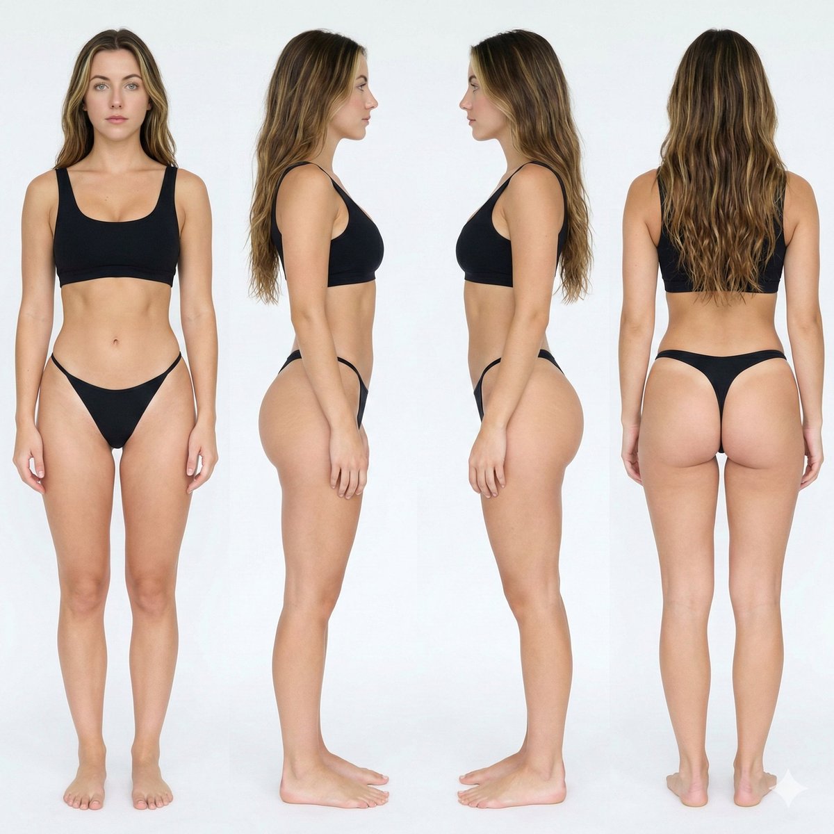 Full-Body Reference Sheet for Athletic Hourglass Figure example 2