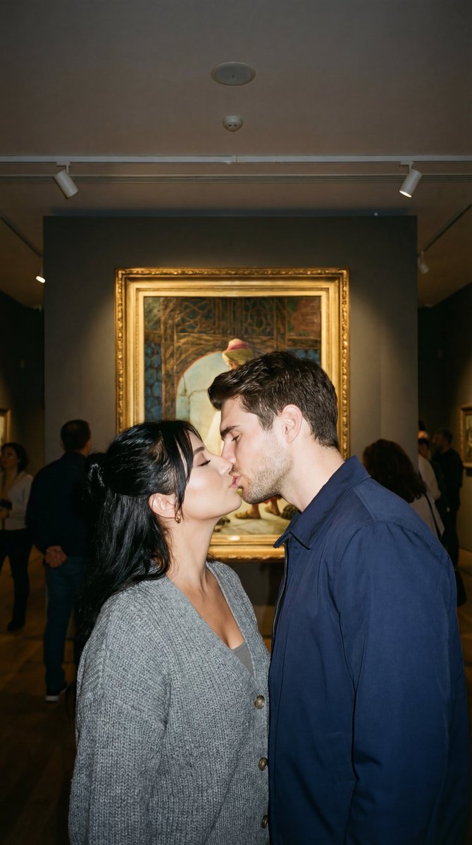 Candid Kiss in Pera Museum Film Still AI image template preview
