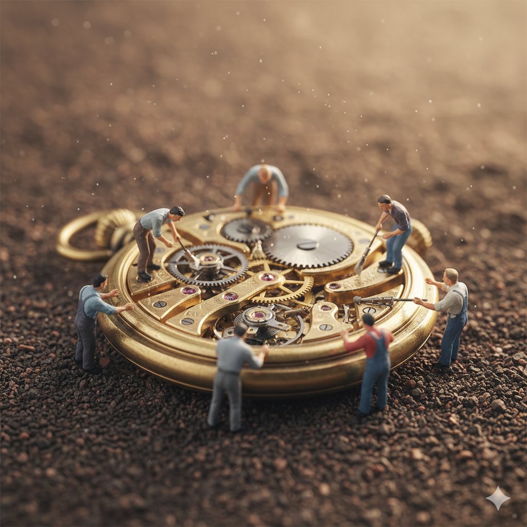 Macro Photography of Tiny Restoration Workers AI image template preview