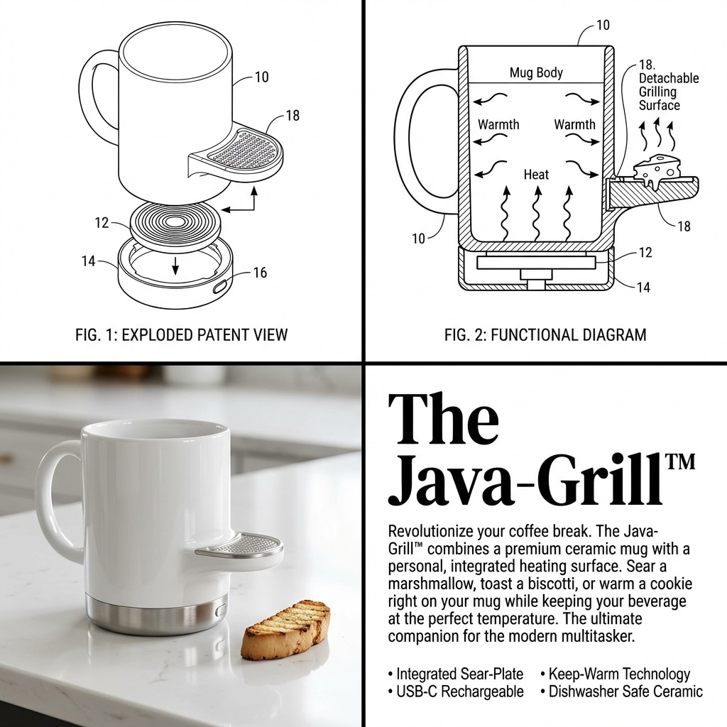 2x2 Grid Product Invention Visualization (Patent/Marketing) AI image template preview