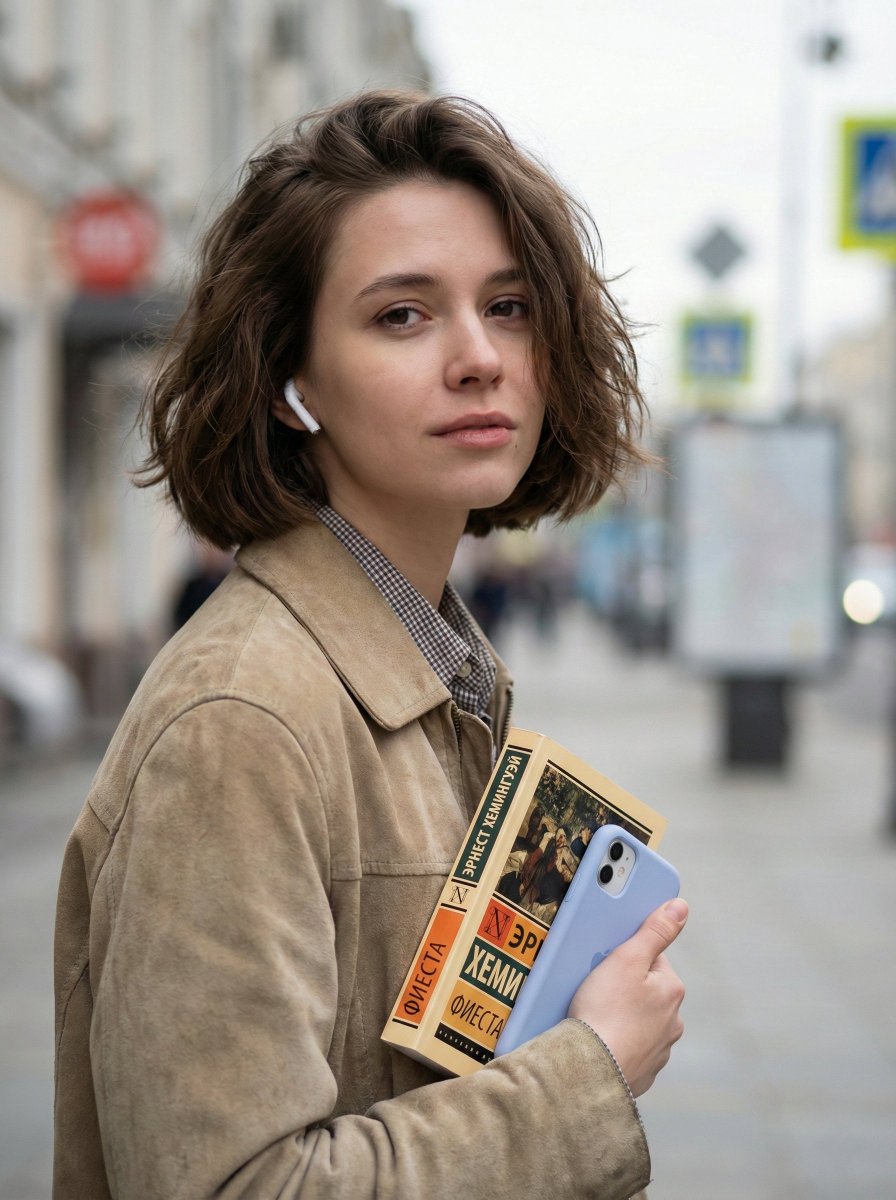 Photorealistic Street Portrait with Bokeh Background AI image template preview