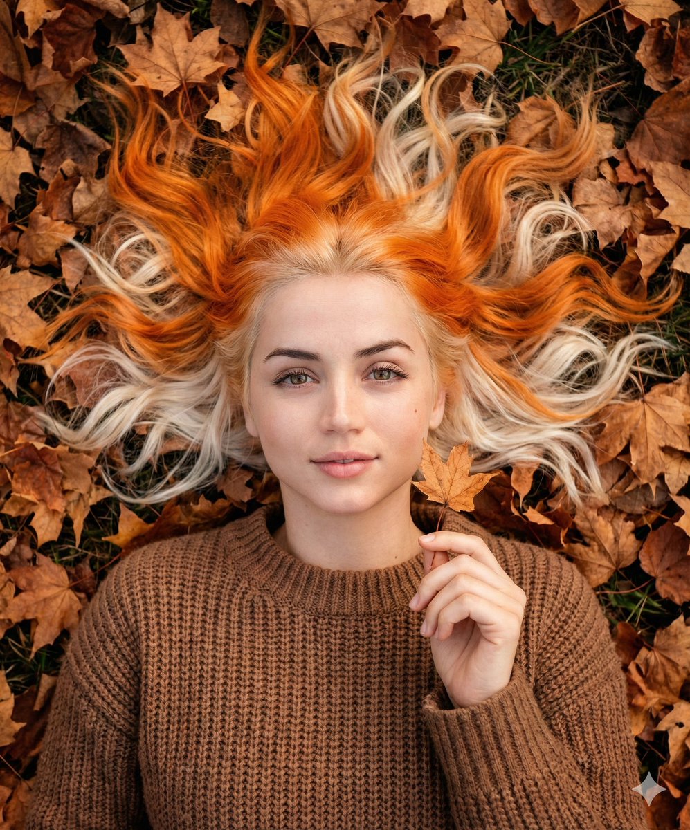 Dreamy Autumnal Portrait of a Young Woman AI image template preview