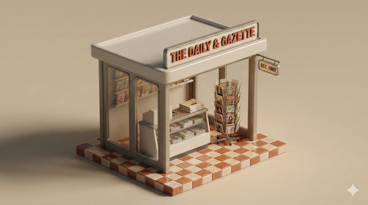 Minimal 3D Isometric Urban Retail Kiosk Diorama example 4