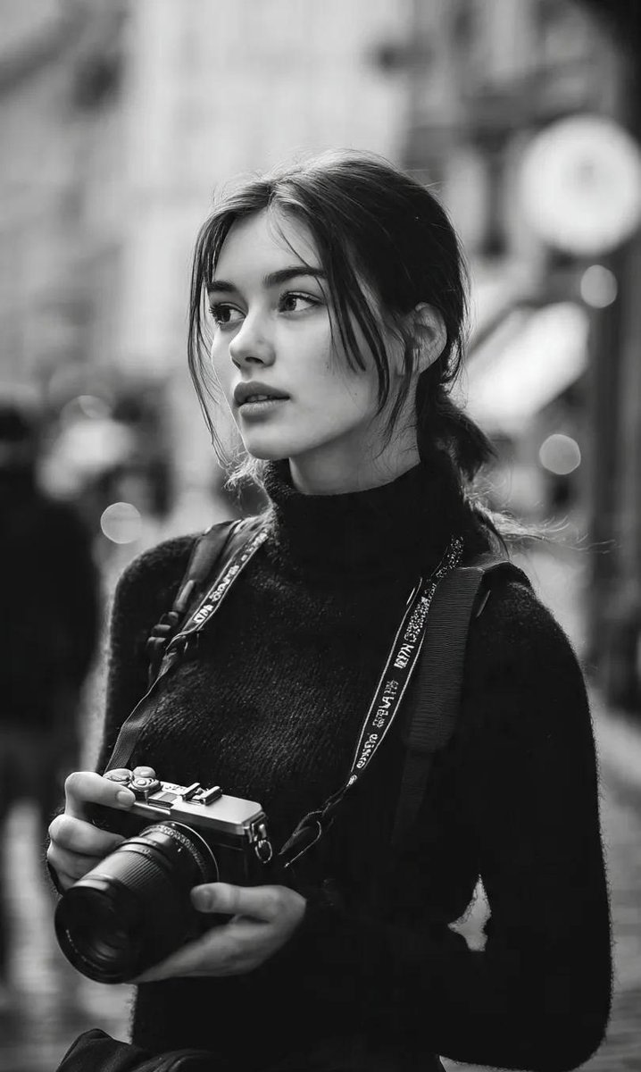 Monochrome Street Photographer Portrait AI image template preview