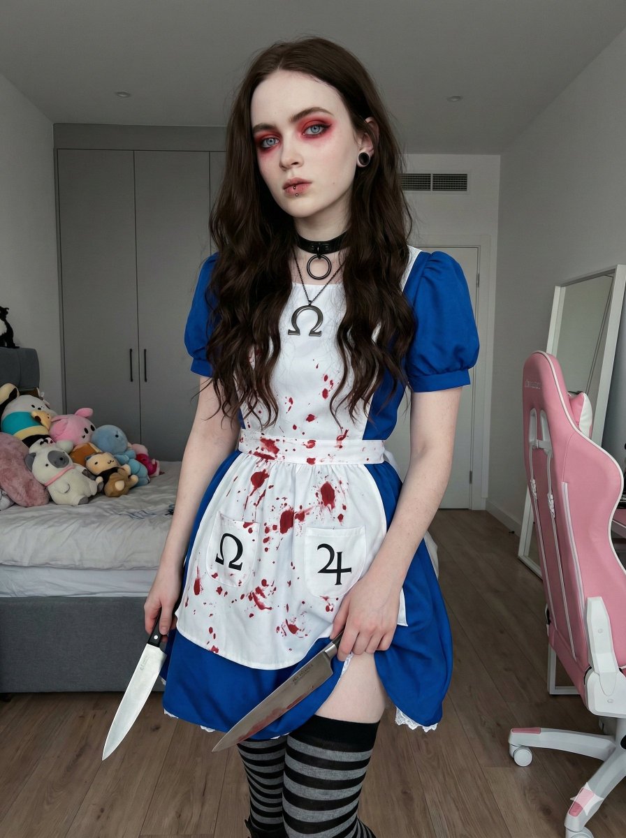 Photorealistic Cosplay of Alice: Madness Returns AI image template preview