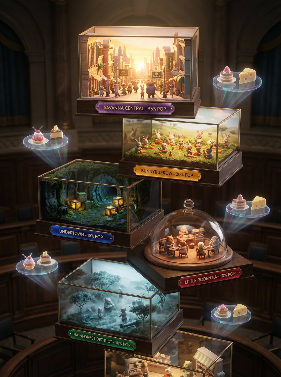 High-Fashion Zootopia Miniature Visualization AI image template preview