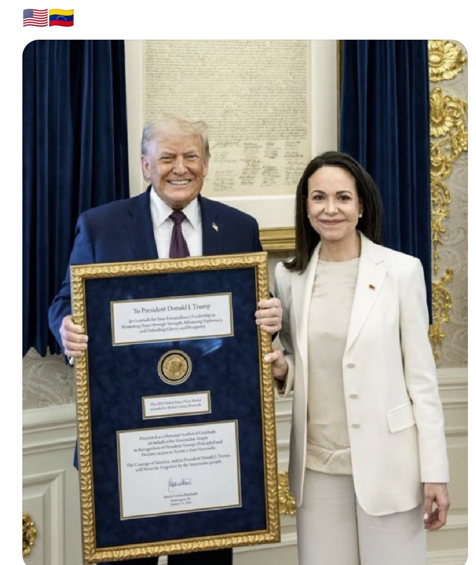 Historic Meeting: Machado and Trump with Nobel Medal example 3