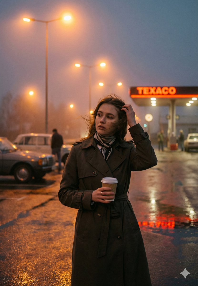 Cinematic Roadside Realism at a Gas Station AI image template preview