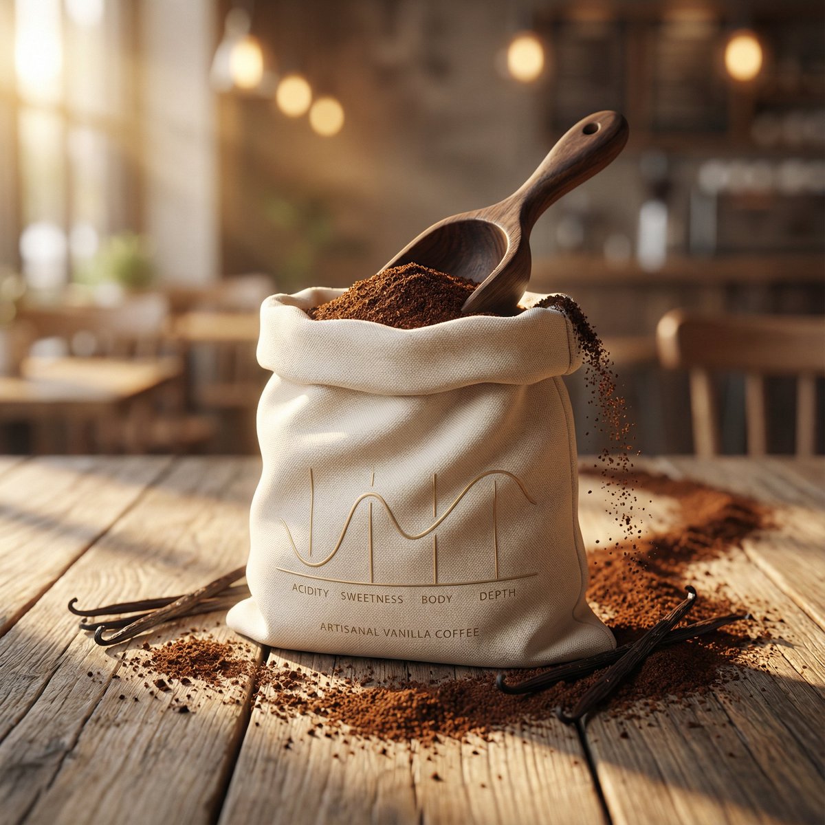 Luxury Product Photography for Artisanal Vanilla Coffee AI image template preview