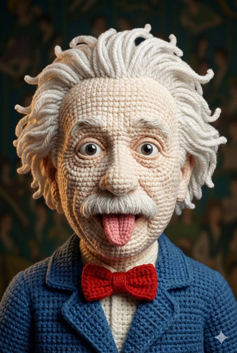 Hyper-Detailed Crocheted Portrait of a Legend AI image template preview