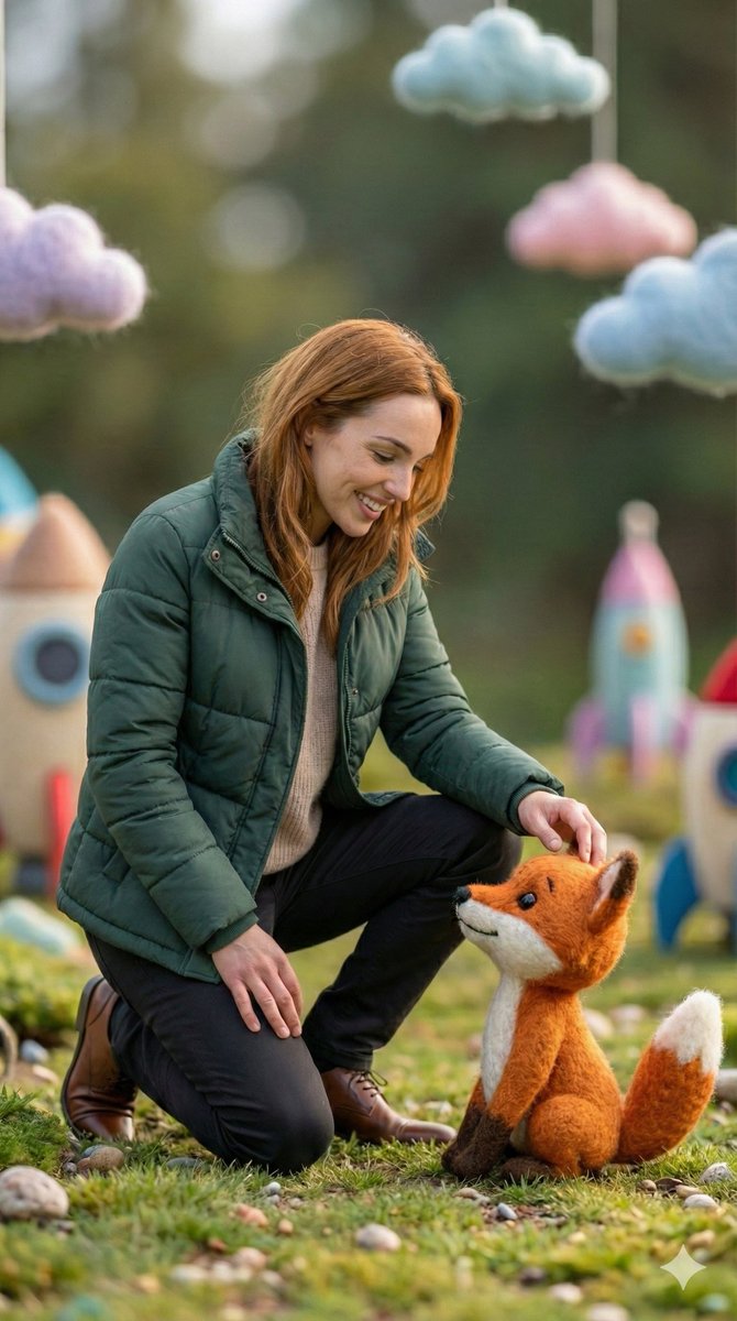 Photorealistic Human and Felt Fox Hybrid AI image template preview
