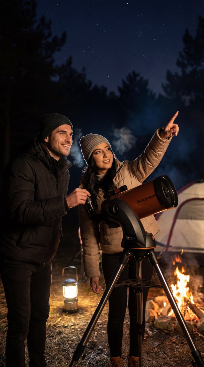 Ultra-Photorealistic Candid Film Still of Night Camping and Stargazing AI image template preview