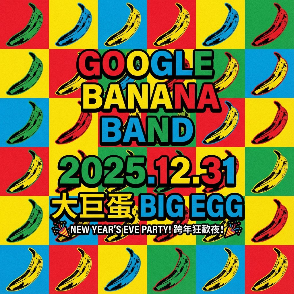 Concert poster for Google Banana Band AI image template preview