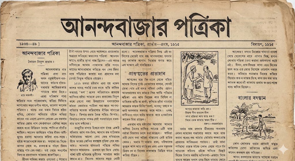 1915 Bengali newspaper page reconstruction AI image template preview