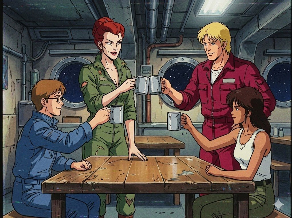 1980s US import TV anime style AI image template preview