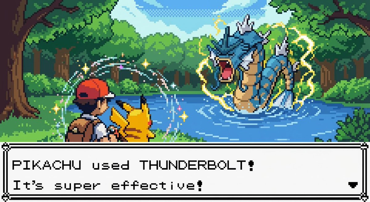 New Pokémon pixel art battle scene AI image template preview
