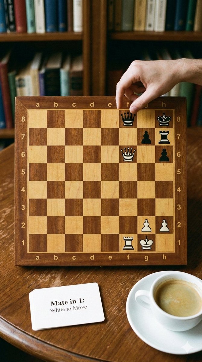 Phone-friendly mate-in-one chess puzzle image AI image template preview