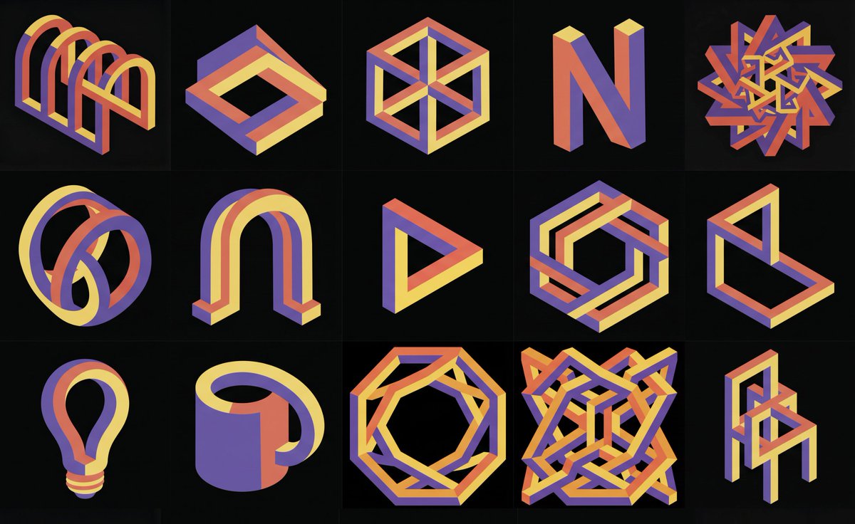 Impossible 3D shape in reference style AI image template preview