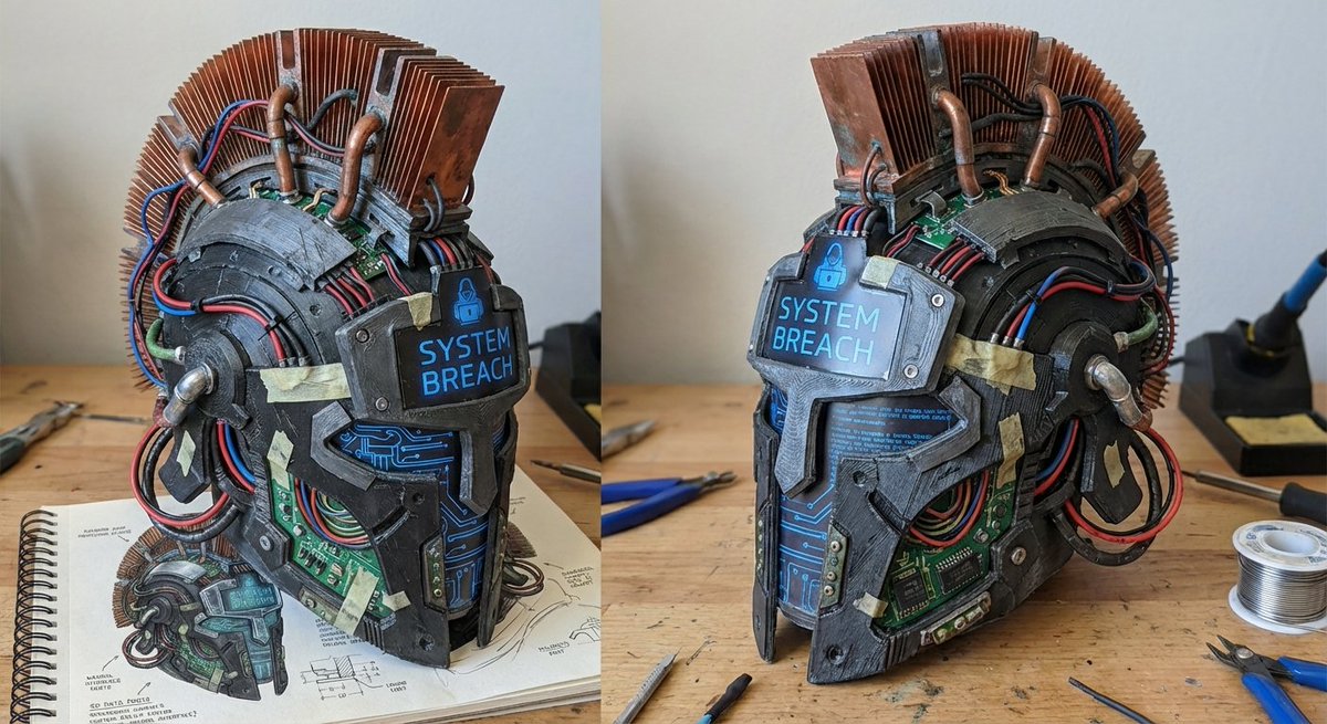 3D printed Corinthian netrunner helmet AI image template preview