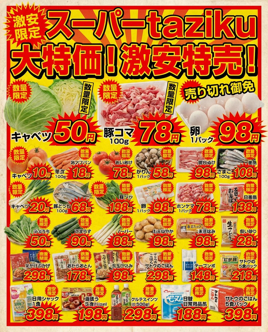 Supermarket sale flyer in Japanese AI image template preview