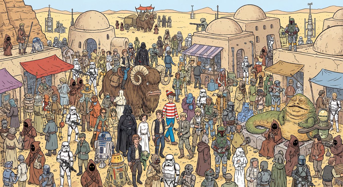 Where’s Waldo Star Wars scene AI image template preview