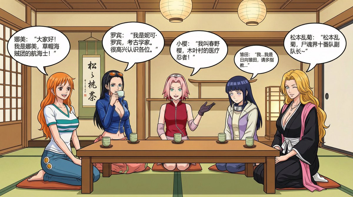 Anime female character compilation story in Chinese comic style AI image template preview