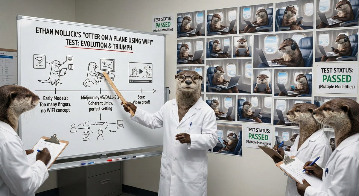 Otter scientists explaining the WiFi plane test AI image template preview