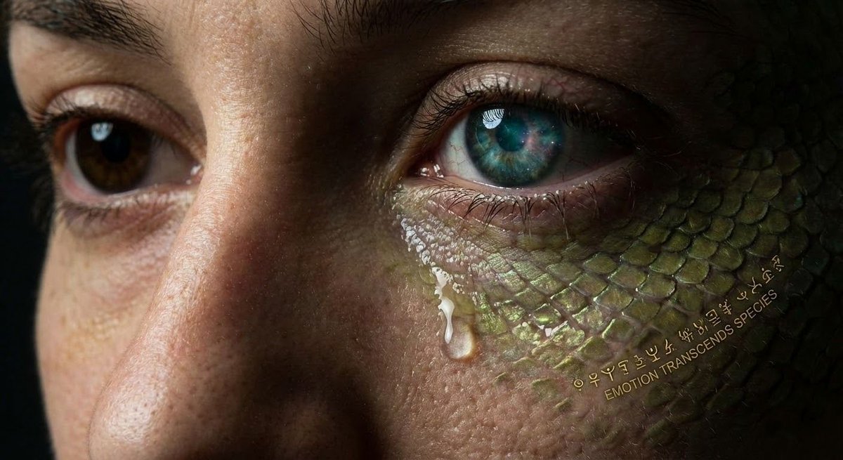 Alien-human hybrid sorrow portrait AI image template preview