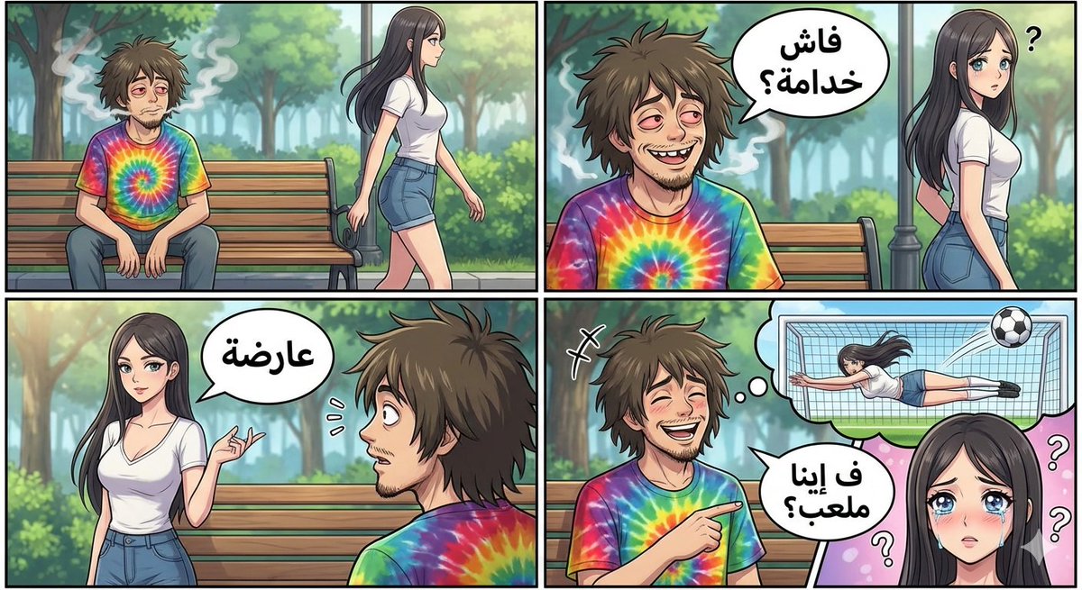Visual story cartoon for a Moroccan Arabic joke example 2