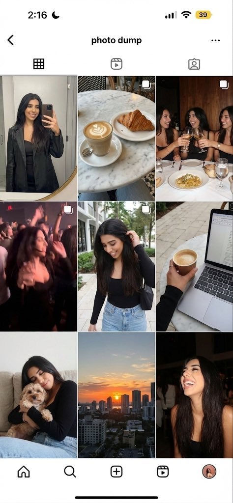 Weekend photo dump grid for Instagram AI image template preview