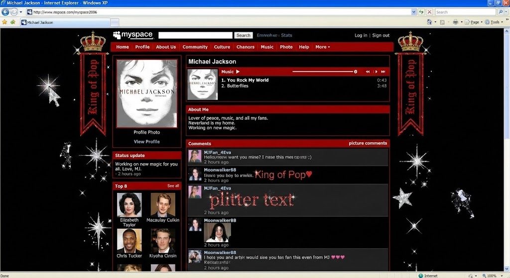 Authentic vintage MySpace page for a person AI image template preview