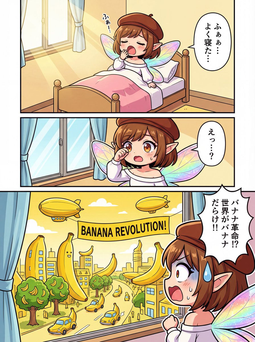One-page color manga about the Banana Revolution AI image template preview