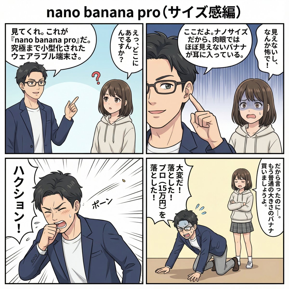 4 types of 4‑panel manga about Nano Banana Pro AI image template preview