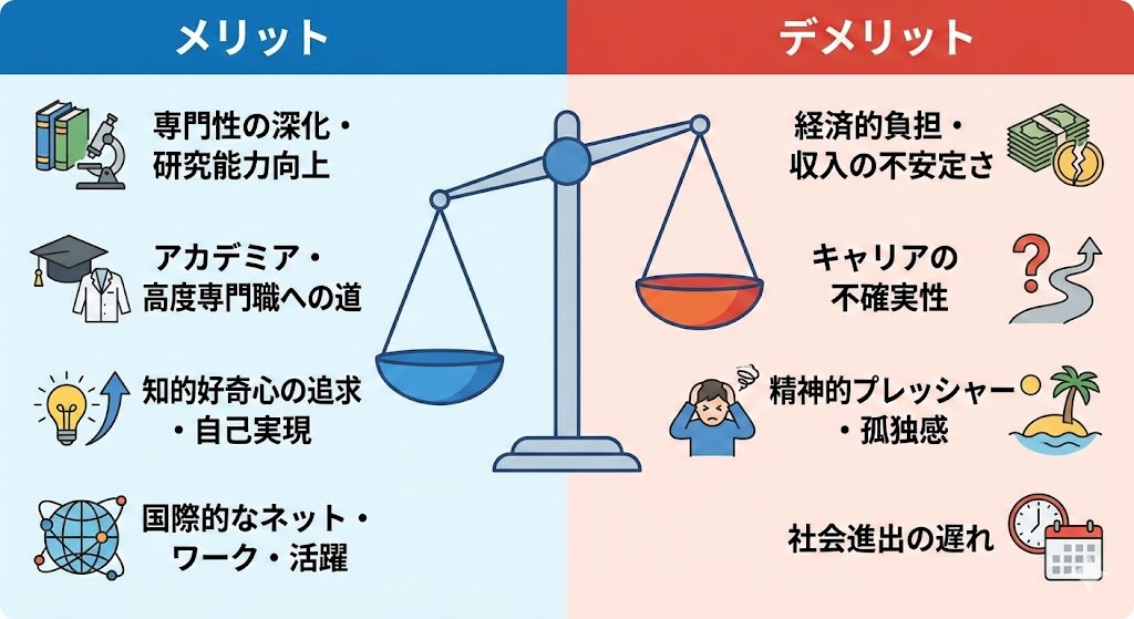 Diagram explaining pros and cons of D-course graduate study AI image template preview