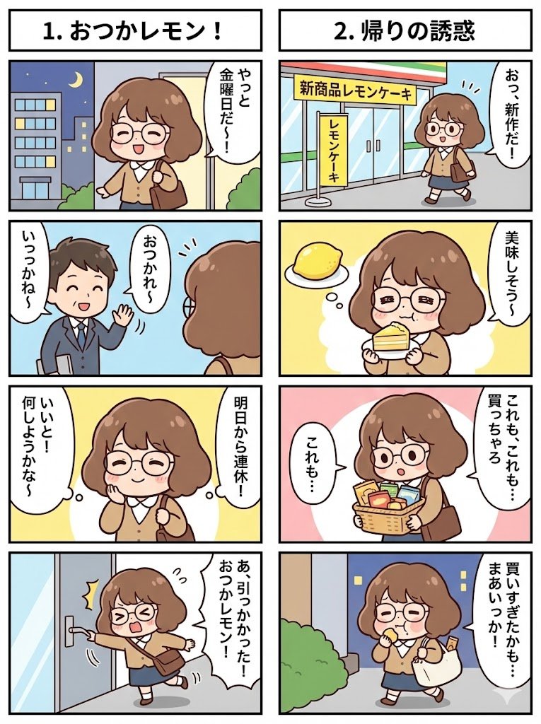 Connected series of four-panel manga strips AI image template preview