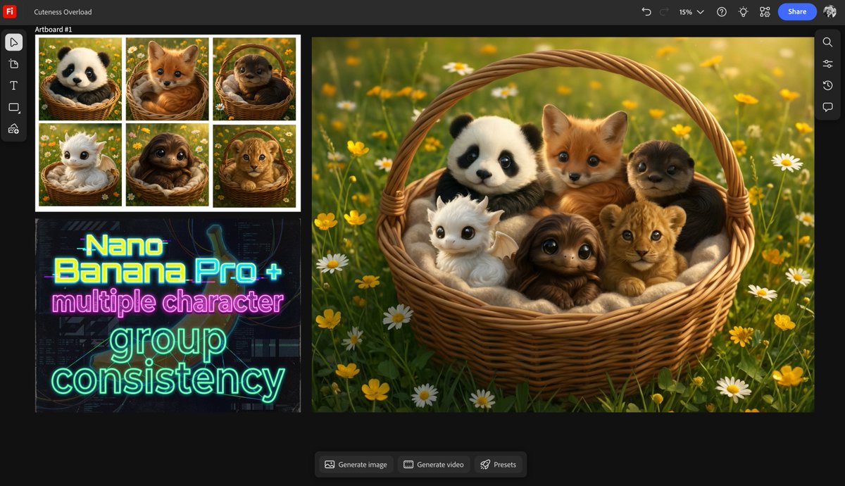 Multiple characters in one basket AI image template preview